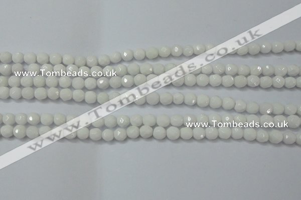 CAG6100 15.5 inches 4mm faceted round white agate gemstone beads