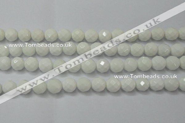 CAG6103 15.5 inches 10mm faceted round white agate gemstone beads