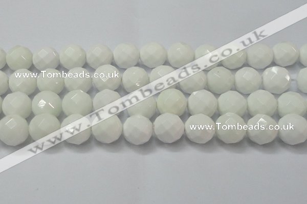 CAG6105 15.5 inches 14mm faceted round white agate gemstone beads