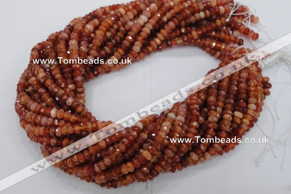 CAG611 15.5 inches 4*6mm faceted rondelle natural fire agate beads