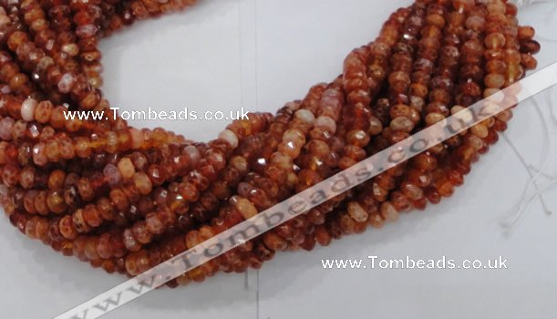 CAG612 15.5 inches 6*10mm faceted rondelle natural fire agate beads