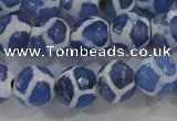 CAG6120 15 inches 8mm faceted round tibetan agate gemstone beads