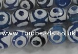 CAG6127 15 inches 12mm faceted round tibetan agate gemstone beads