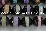 CAG6135 15 inches 8mm faceted round tibetan agate gemstone beads