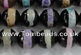 CAG6138 15 inches 14mm faceted round tibetan agate gemstone beads