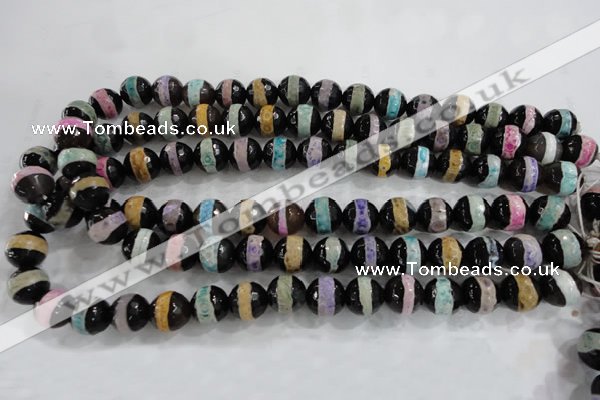 CAG6138 15 inches 14mm faceted round tibetan agate gemstone beads