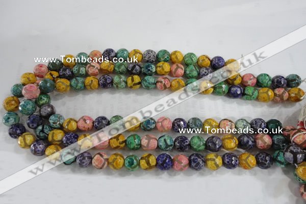 CAG6140 15 inches 8mm faceted round tibetan agate gemstone beads