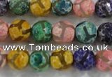 CAG6141 15 inches 10mm faceted round tibetan agate gemstone beads