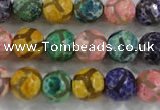 CAG6143 15 inches 14mm faceted round tibetan agate gemstone beads