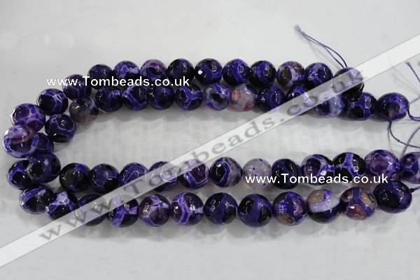 CAG6145 15 inches 10mm faceted round tibetan agate gemstone beads