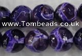 CAG6146 15 inches 12mm faceted round tibetan agate gemstone beads