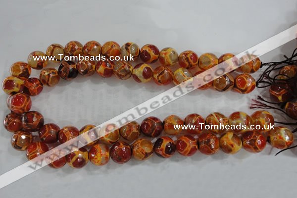 CAG6150 15 inches 10mm faceted round tibetan agate gemstone beads