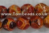 CAG6152 15 inches 14mm faceted round tibetan agate gemstone beads