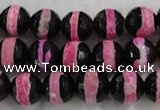 CAG6155 15 inches 8mm faceted round tibetan agate gemstone beads