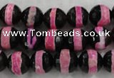 CAG6157 15 inches 14mm faceted round tibetan agate gemstone beads