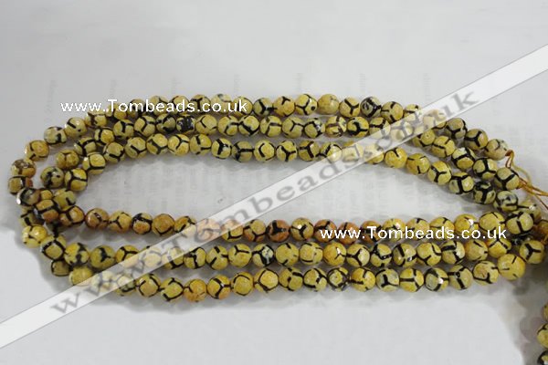 CAG6167 15 inches 12mm faceted round tibetan agate gemstone beads