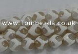 CAG6175 15 inches 8mm faceted round tibetan agate gemstone beads