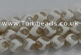 CAG6176 15 inches 10mm faceted round tibetan agate gemstone beads