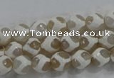 CAG6176 15 inches 10mm faceted round tibetan agate gemstone beads