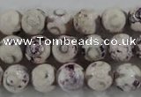 CAG6180 15 inches 10mm faceted round tibetan agate gemstone beads