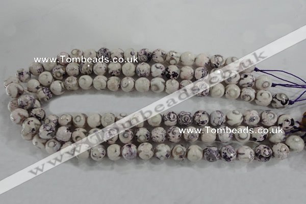 CAG6182 15 inches 14mm faceted round tibetan agate gemstone beads