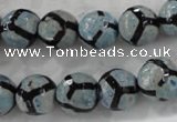 CAG6185 15 inches 8mm faceted round tibetan agate gemstone beads