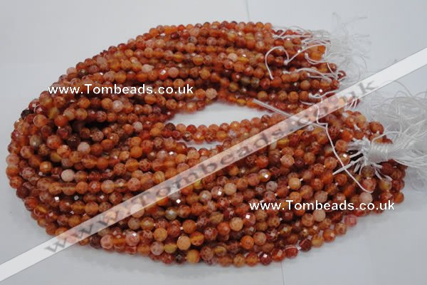 CAG619 15.5 inches 6mm faceted round natural fire agate beads