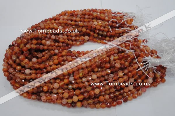 CAG620 15.5 inches 8mm faceted round natural fire agate beads