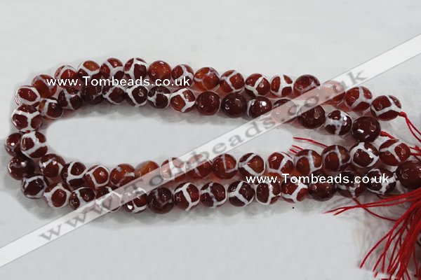 CAG6200 15 inches 8mm faceted round tibetan agate gemstone beads