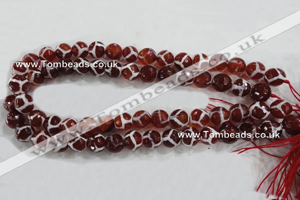 CAG6202 15 inches 12mm faceted round tibetan agate gemstone beads