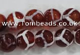 CAG6203 15 inches 14mm faceted round tibetan agate gemstone beads