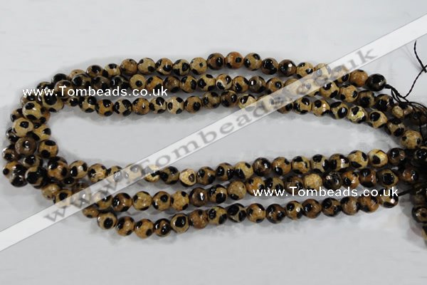 CAG6206 15 inches 10mm faceted round tibetan agate gemstone beads