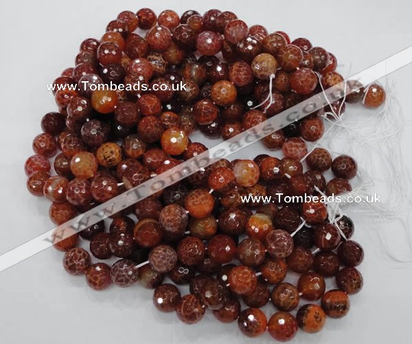 CAG624 15.5 inches 16mm faceted round natural fire agate beads