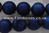 CAG6254 15 inches 12mm faceted round plated druzy agate beads