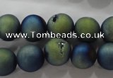 CAG6264 15 inches 12mm round plated druzy agate beads wholesale