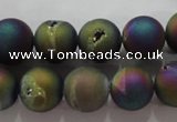 CAG6282 15 inches 8mm round plated druzy agate beads wholesale