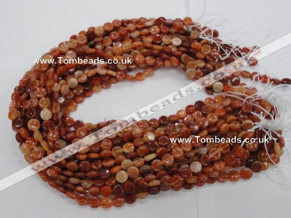 CAG629 15.5 inches 8mm coin natural fire agate beads wholesale