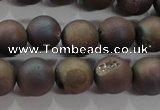 CAG6293 15 inches 10mm round plated druzy agate beads wholesale