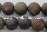 CAG6294 15 inches 12mm round plated druzy agate beads wholesale
