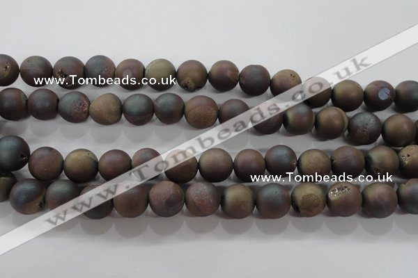 CAG6294 15 inches 12mm round plated druzy agate beads wholesale