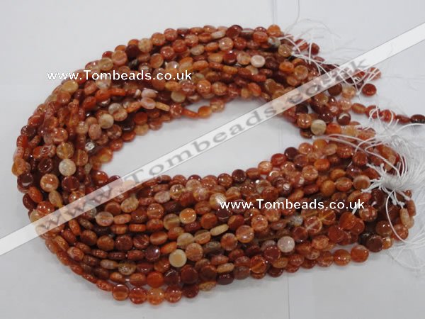 CAG630 15.5 inches 10mm coin natural fire agate beads wholesale