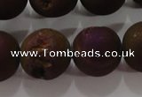 CAG6307 15 inches 18mm round plated druzy agate beads wholesale