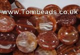 CAG631 15.5 inches 14mm coin natural fire agate beads wholesale