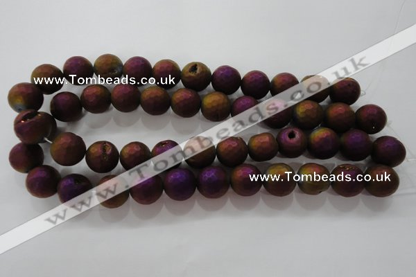 CAG6312 15 inches 8mm faceted round plated druzy agate beads