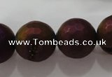 CAG6318 15 inches 20mm faceted round plated druzy agate beads