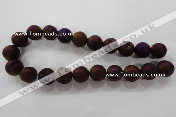 CAG6318 15 inches 20mm faceted round plated druzy agate beads