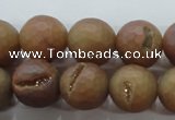 CAG6333 15 inches 10mm faceted round plated druzy agate beads