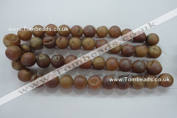 CAG6333 15 inches 10mm faceted round plated druzy agate beads