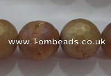 CAG6338 15 inches 20mm faceted round plated druzy agate beads