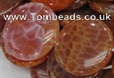 CAG634 15.5 inches 40mm coin natural fire agate beads wholesale